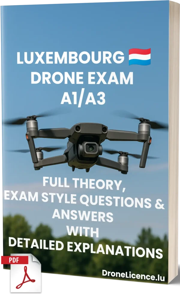 Luxembourg A1/A3 Drone Exam Materials – Full Theory, 500+ Exam-Style Questions & Answers with Detailed Explanations