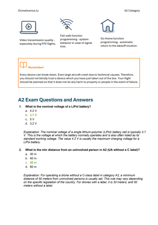 A2 Drone License Exam Luxembourg – Official Questions & Answers with Full Study Materials - Image 5