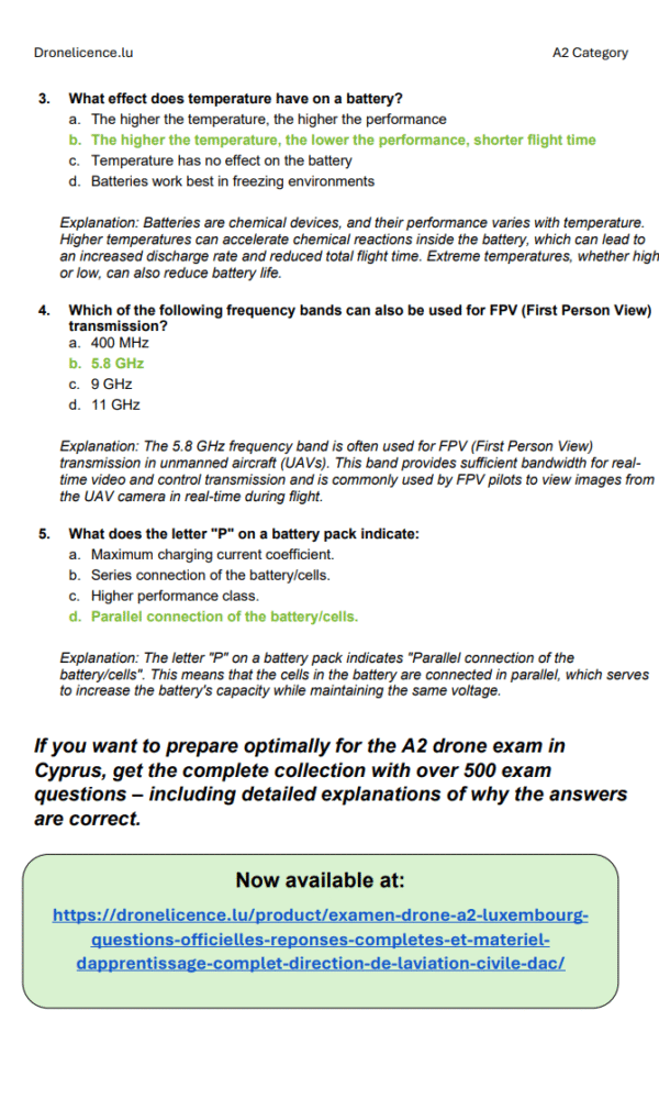 A2 Drone License Exam Luxembourg – Official Questions & Answers with Full Study Materials - Image 6