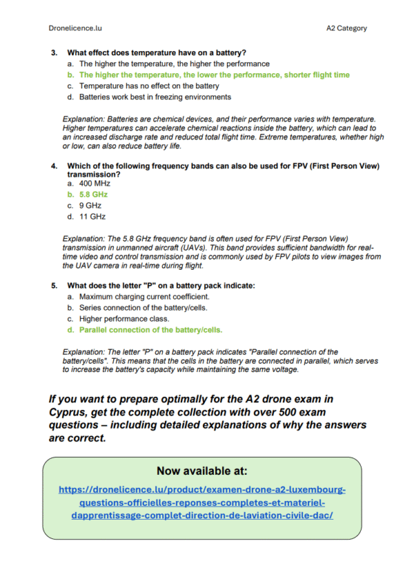 A2 Drone License Exam Luxembourg – Official Questions & Answers with Full Study Materials - Image 6